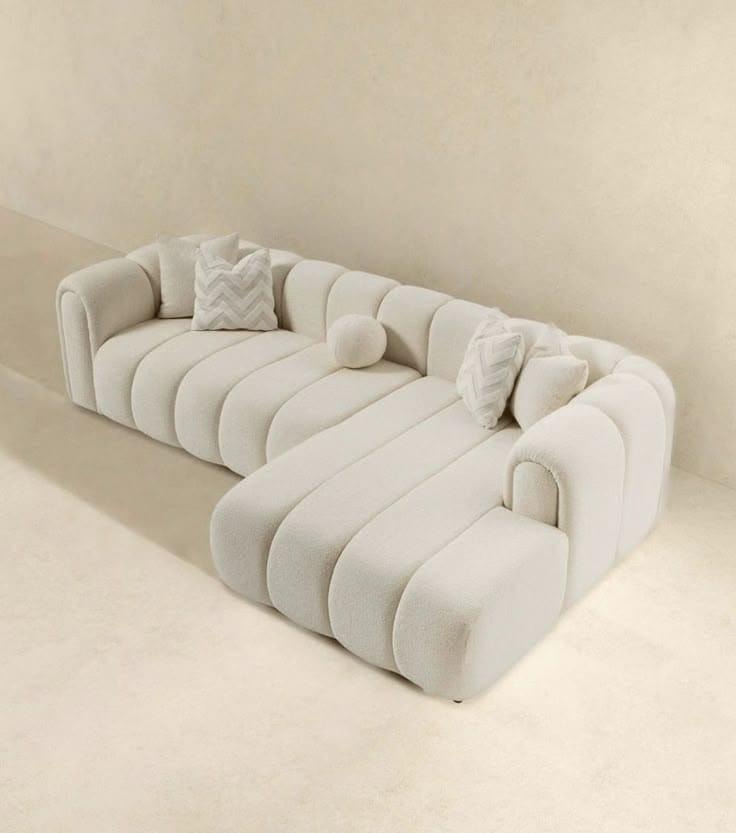 Ivory Channel-Tufted Curved
