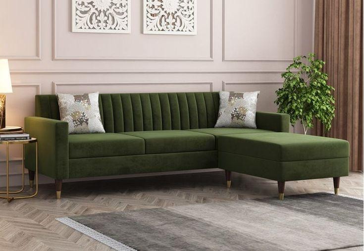 Forest Green Velvet Chaise